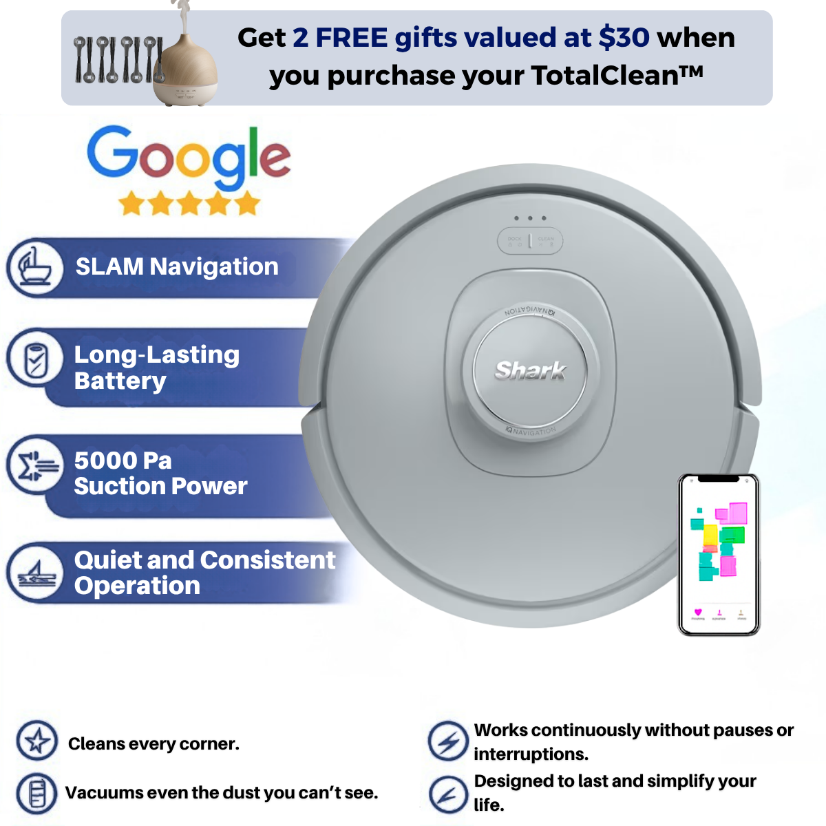 TotalClean™ Robot Vacuum – Smart cleaning for every corner